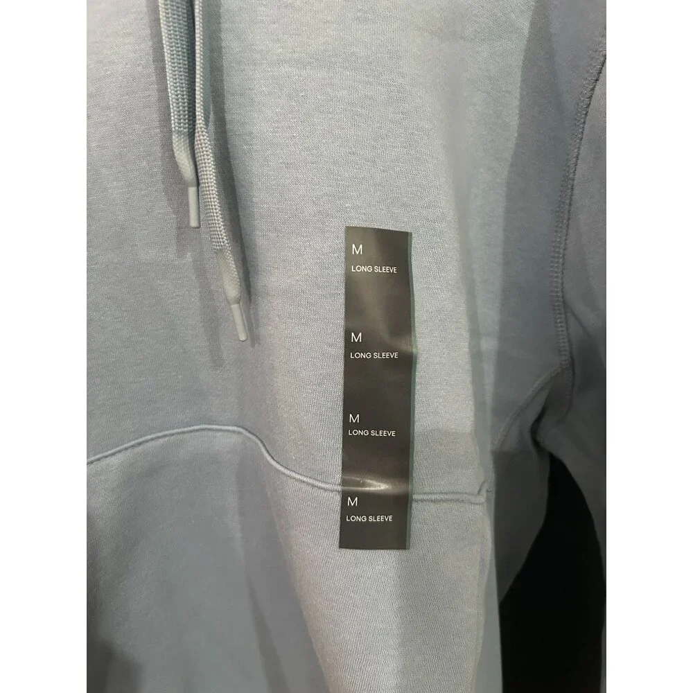 NEW Men's Medium Cotton Fleece Hooded Sweatshirt Blue/Gray - Picture 2 of 5